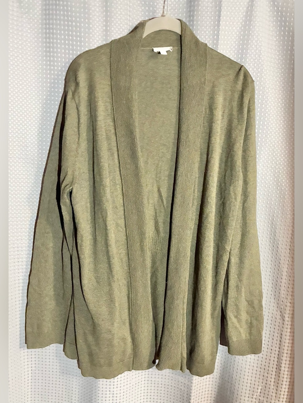 Talbots Open-Front Olive Green Long Cardigan Sweater Sz 1X Fall Winter